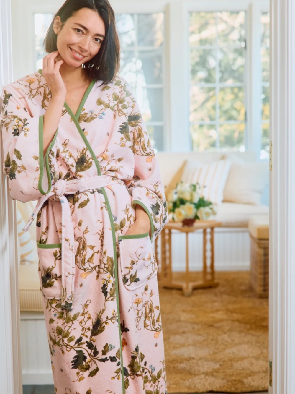 Weezie x Leah O'Connell Vivian Cherry Blossom Pink Plush Robe